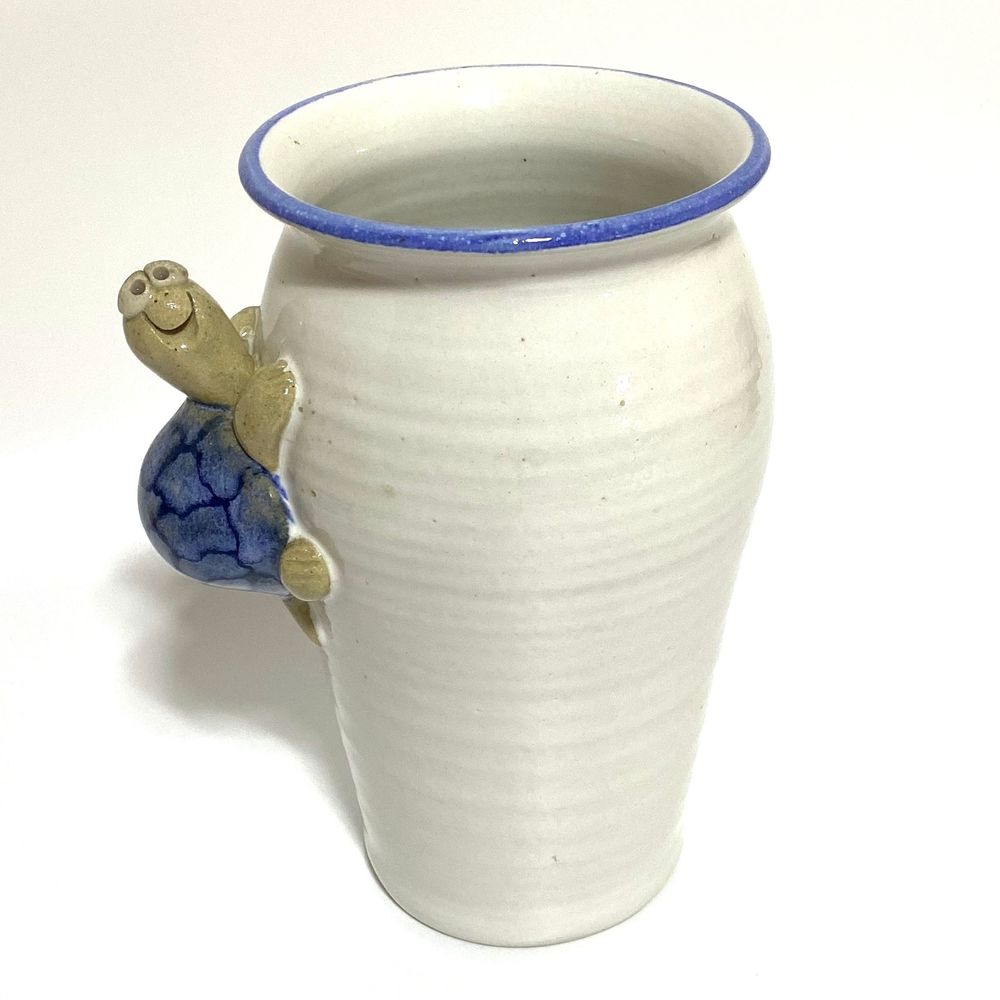 John Nishio Handmade Pottery Turtle Vase Signed